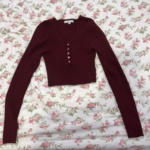 BNWOT Red button up long sleeve top